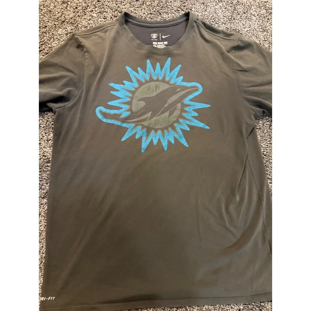 Nike NFL Miami Dolphins Dri-FIT Training T-Shirt Gray XL Athletic Cut
